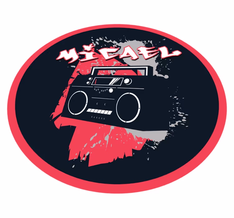 Alfombra vinílica personalizable tema de boombox retro - TenVinilo