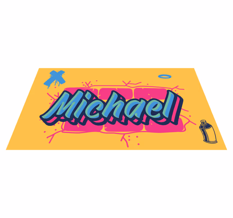 Alfombra vinílica infantil nombre personalizado de graffiti - TenVinilo