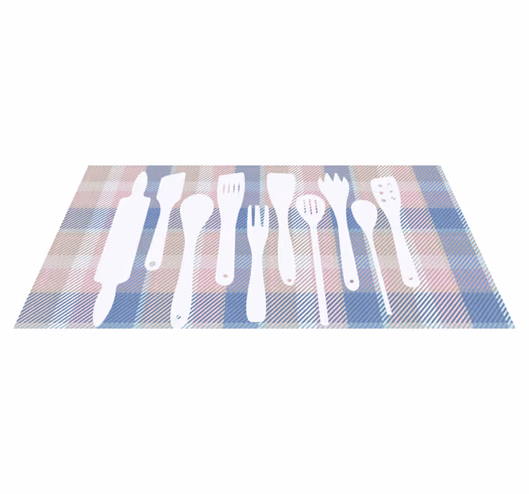 Alfombra vinilo cocina siluetas utensilios de cocina - TenVinilo