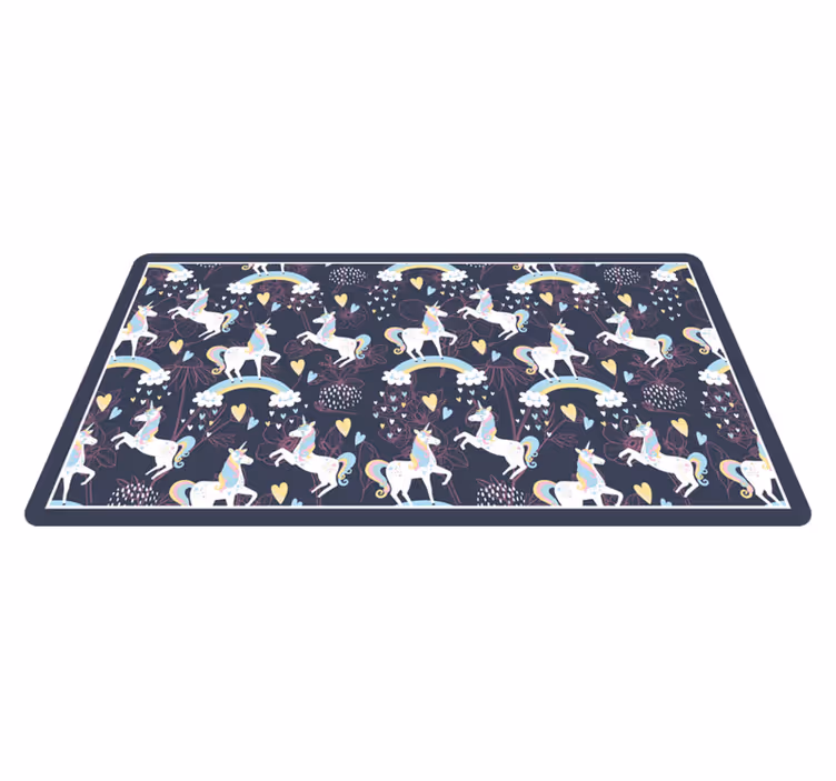 Alfombra vinílica infantil patrón de unicornio único - TenVinilo