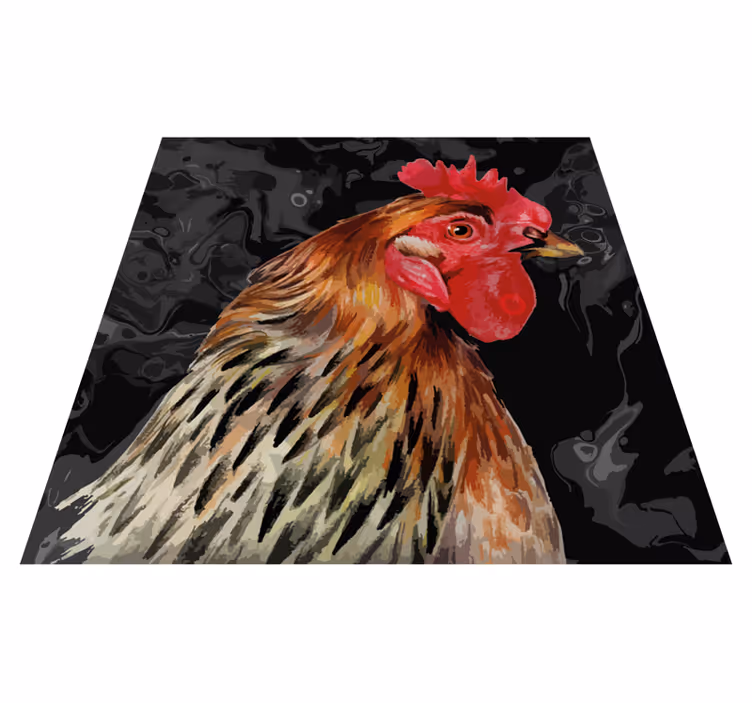 Alfombra vinílica animal print cabeza de gallo colorida - TenVinilo