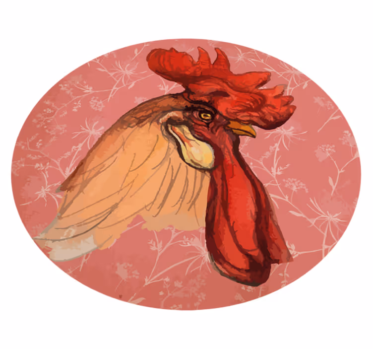 Alfombra vinílica animales ilustraciones de gallos - TenVinilo