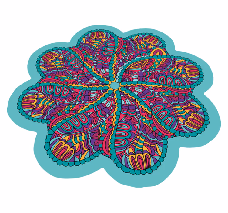 Alfombra vinílica mandala motivo colorido vibrante - TenVinilo