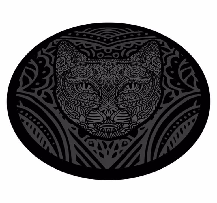 Alfombra vinílica animales cara de gato negro - TenVinilo
