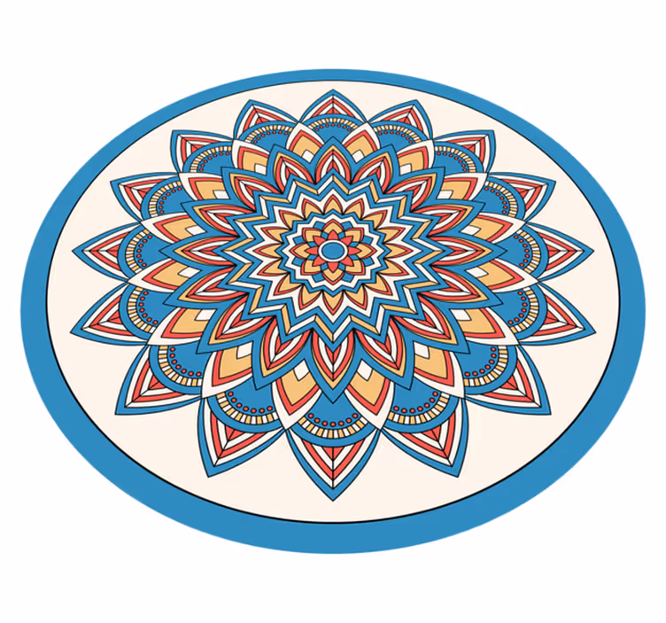 Alfombra vinílica mandala arreglo botánico vibrante - TenVinilo