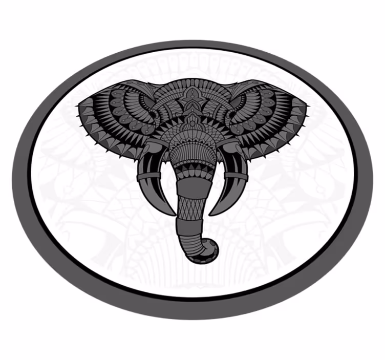 Alfombra vinílica animales mandala gris elefante - TenVinilo