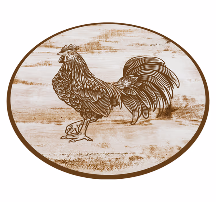Alfombra vinílica animales ilustración de gallo vintage - TenVinilo