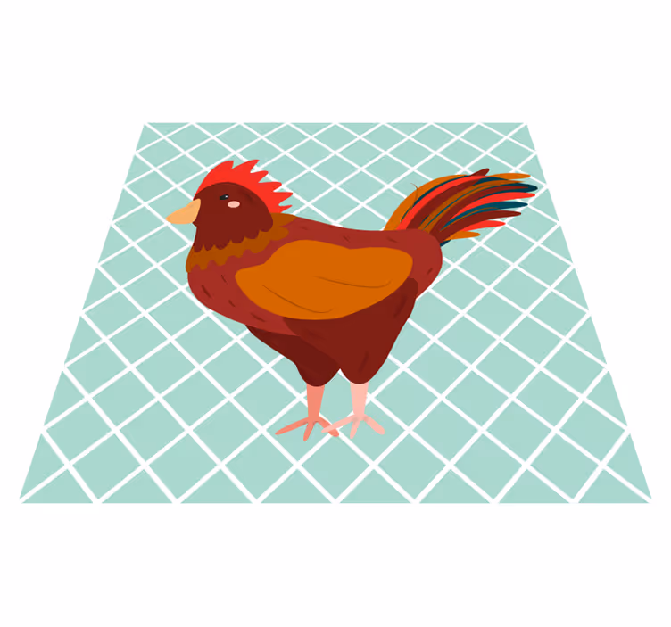 Alfombra vinilo cocina ilustración colorida de un gallo - TenVinilo