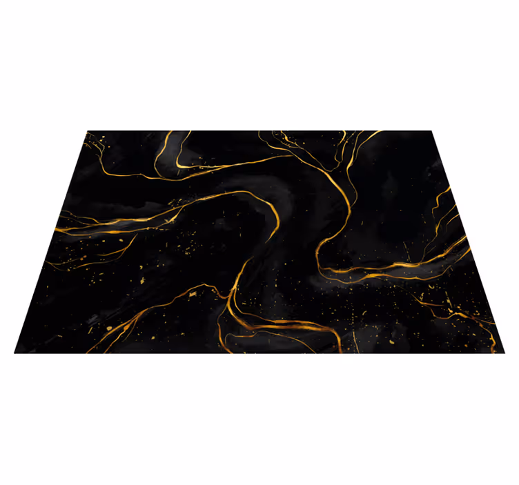 Alfombra vinílica efecto mármol remolinos dorados - TenVinilo