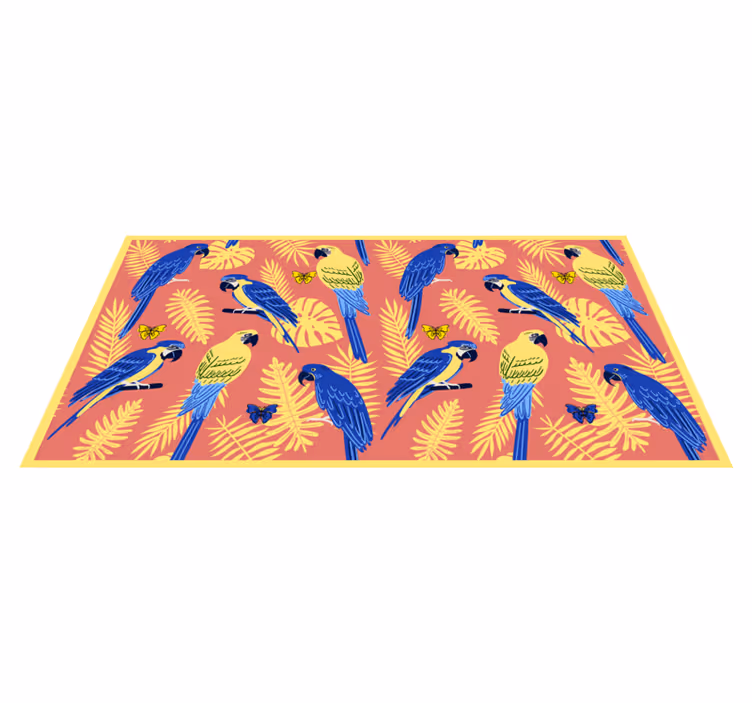 Alfombra vinílica naturaleza patrones de loros tropicales - TenVinilo
