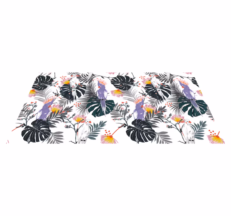 Alfombra vinilo salón arreglo de hojas tropicales - TenVinilo
