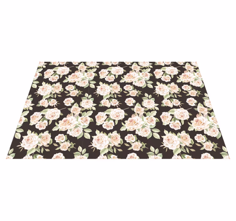 Alfombra vinílica flores patrón floral de rosas - TenVinilo