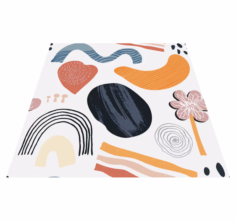 Alfombra vinílica moderna conjunto de formas abstractas - TenVinilo
