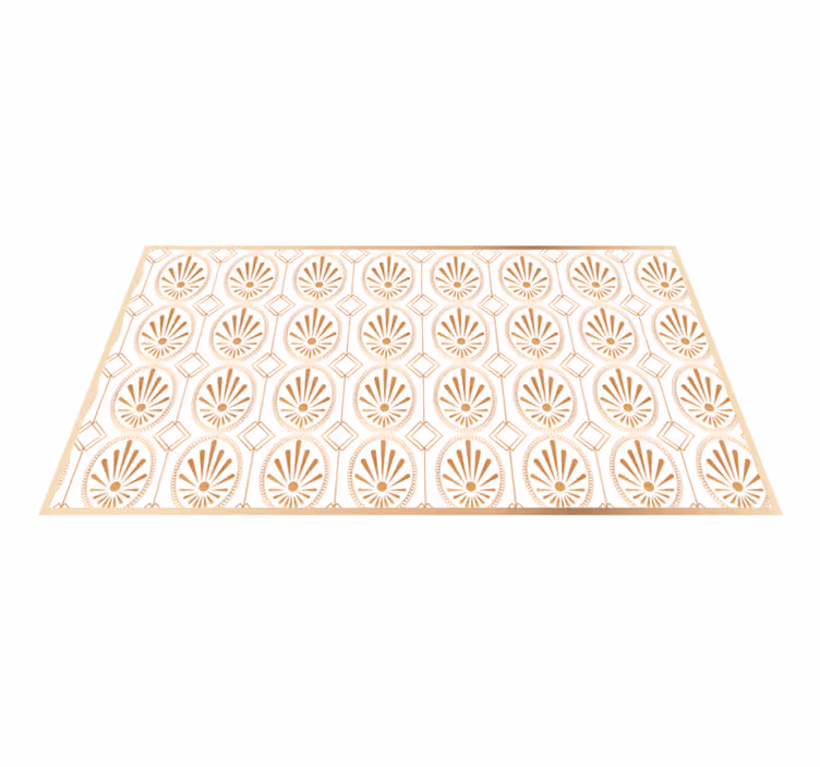 Alfombra de vinilo geométrica Arte moderno deco blanco y dorado - TenVinilo
