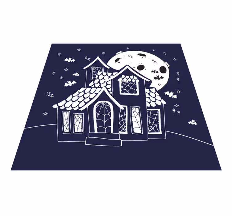 Alfombra vinílica Halloween entorno de mansión espeluznante - TenVinilo
