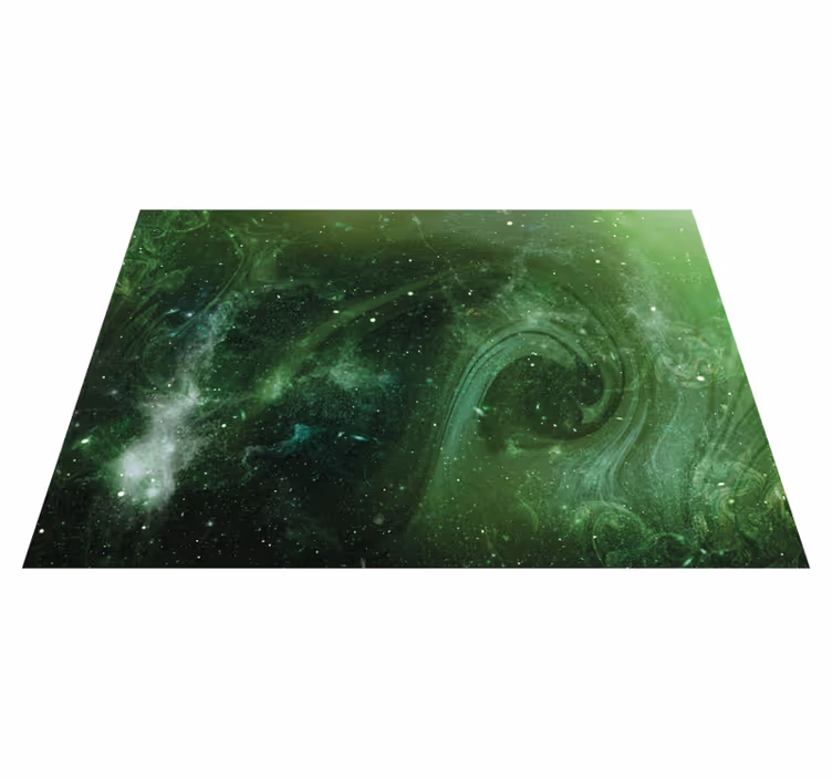 Alfombra vinílica estrellas remolino verde cósmico - TenVinilo