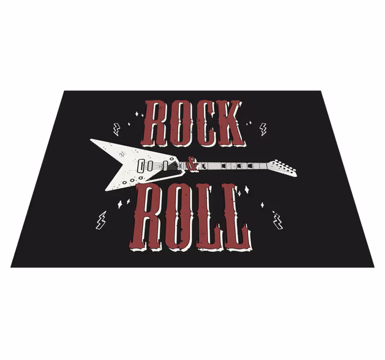 Alfombra vinílica frase guitarra eléctrica de rock and roll - TenVinilo