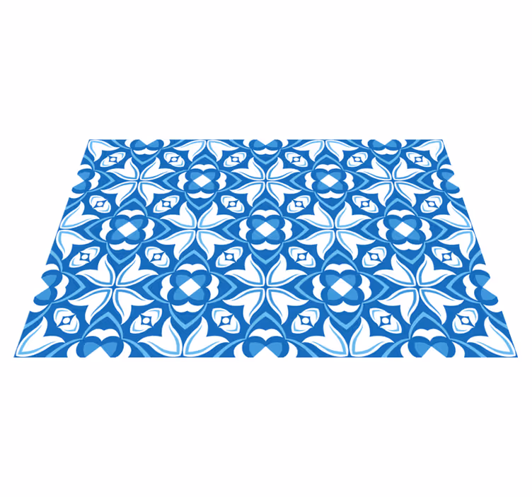Alfombra hidráulica vinílica motivo de flor azul - TenVinilo