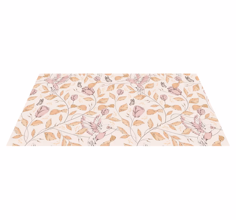 Alfombra vinílica entrada elegancia floral pastel - TenVinilo