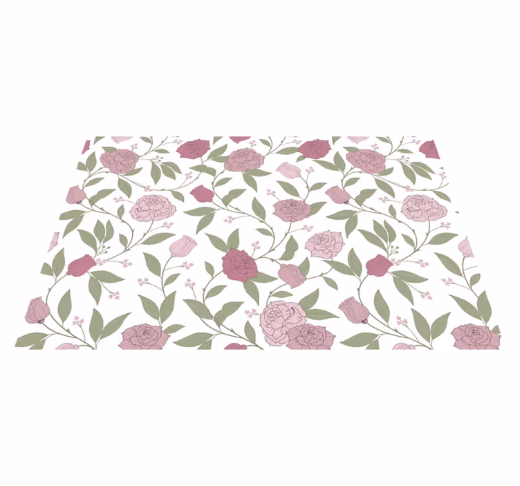Alfombra vinílica flores elegante patrón de jardín - TenVinilo