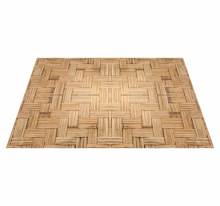 Alfombra vinilo salón estilo de tejido de bambú - TenVinilo