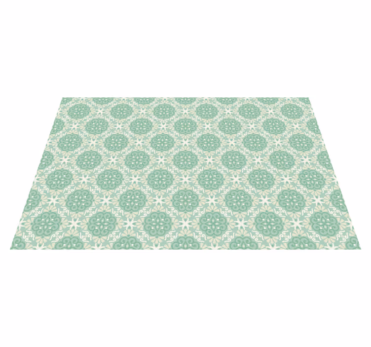 Alfombra vinílica dormitorio patrón de mosaico verde - TenVinilo