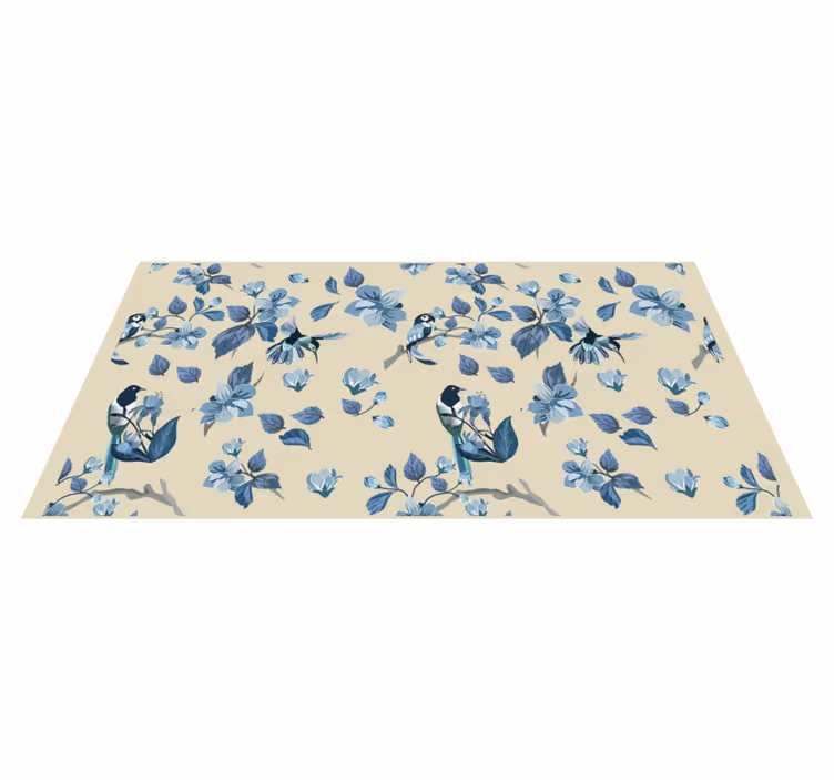 Alfombra vinílica flores acentos florales azules - TenVinilo