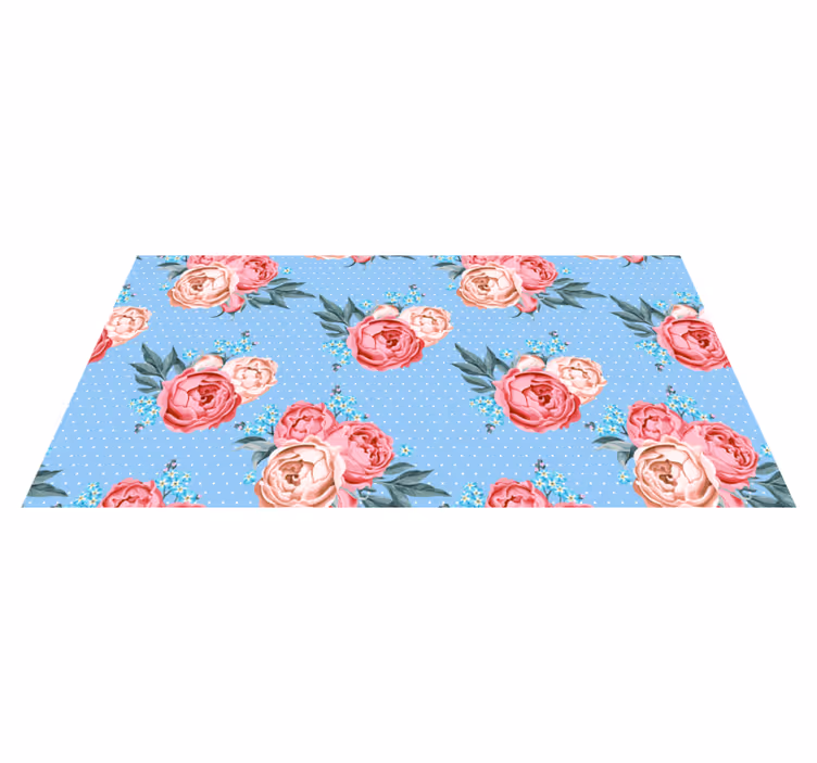 Alfombra vinilo azul flores shabby chic - TenVinilo
