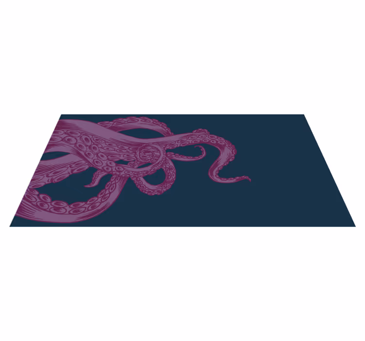 Alfombra vinílica animales adorno de pulpo superpuesto - TenVinilo