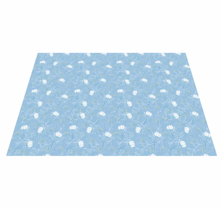 Alfombra vinilo azul patrón flores - TenVinilo