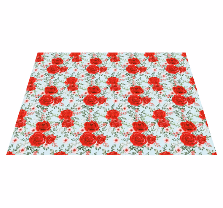 Alfombra vinilo flores elegancia floral roja - TenVinilo