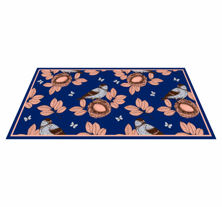Alfombra vinílica animales motivo botánico de nido de pájaro - TenVinilo