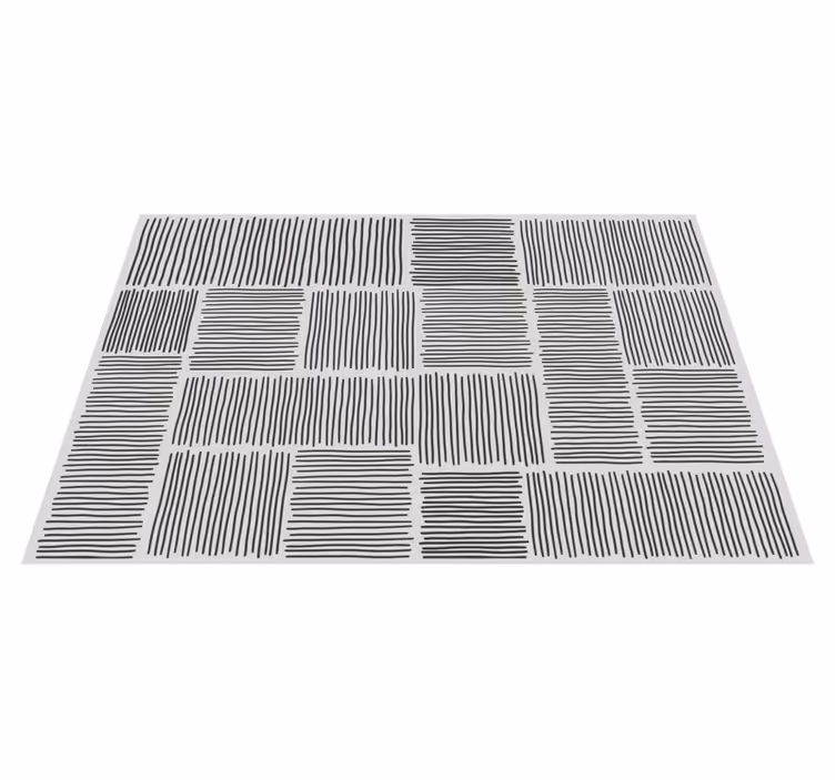 Alfombra vinílica moderna líneas en blanco y negro - TenVinilo
