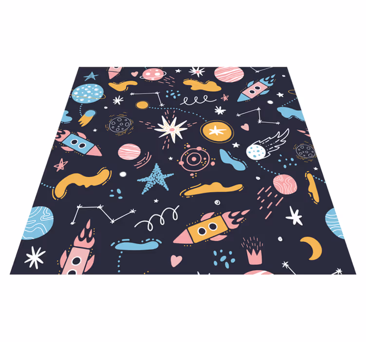 Alfombra pvc infantil aventura espacial cósmica - TenVinilo