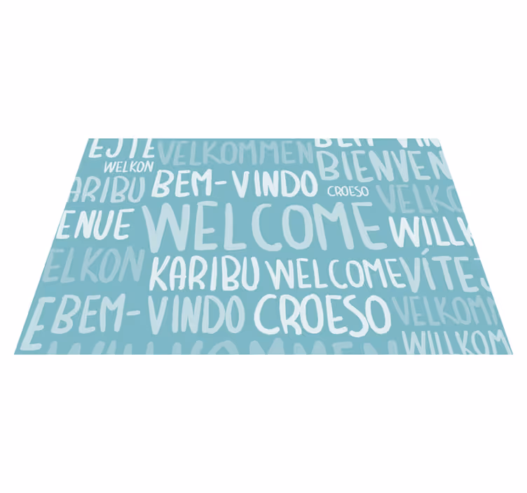 Alfombra vinílica bienvenidos texto multilingüe - TenVinilo