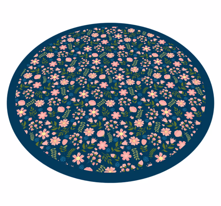 Alfombra vinílica flores patrón circular - TenVinilo