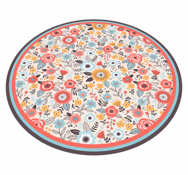 Alfombra vinilica flores coloridas circular - TenVinilo