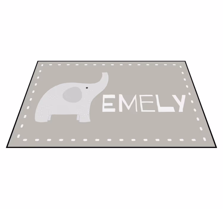 Alfombra vinílica con nombre personalizable elefante - TenVinilo