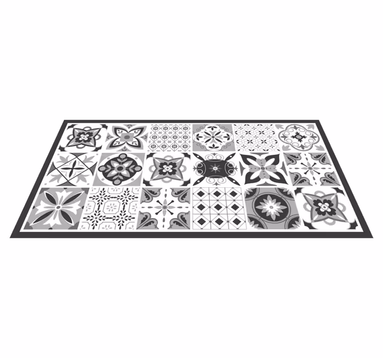 Alfombra vinílica hidráulica cocina azulejos grises - TenVinilo
