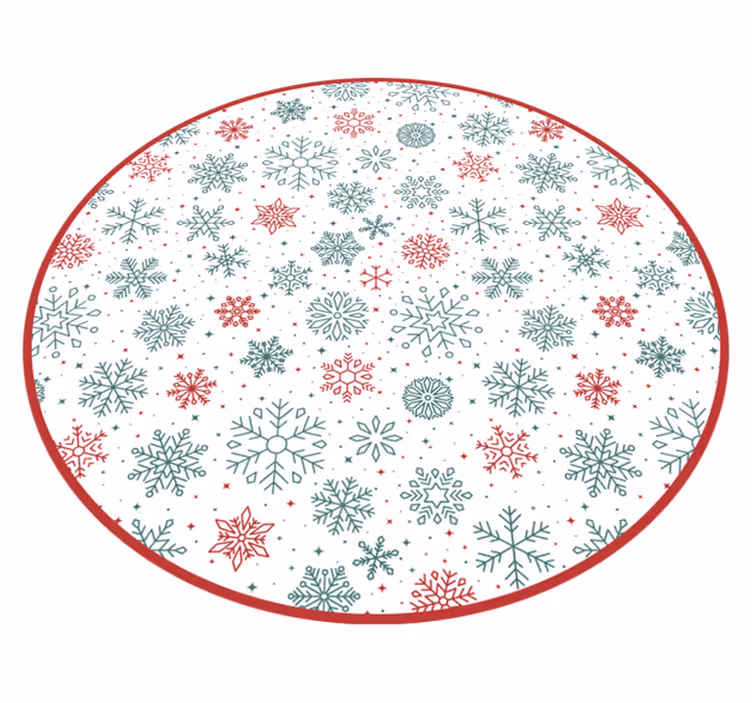 Alfombra de vinilo navideña en circulo copos de nieve - TenVinilo