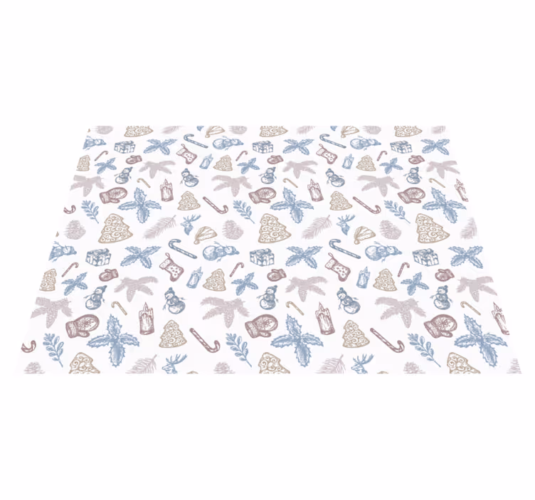 Alfombra vinílica navidad patrón azul y beige - TenVinilo