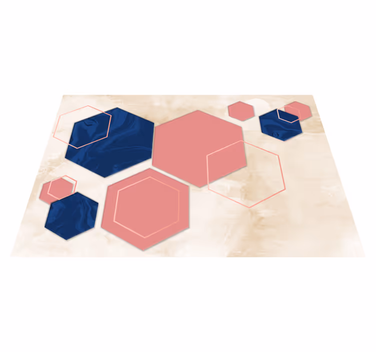 Alfombra vinílica geométrica hexágonos abstractos - TenVinilo