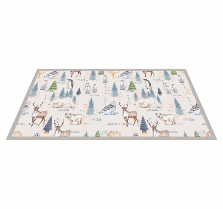 Alfombra vinílica infantil animales del bosque otoño - TenVinilo