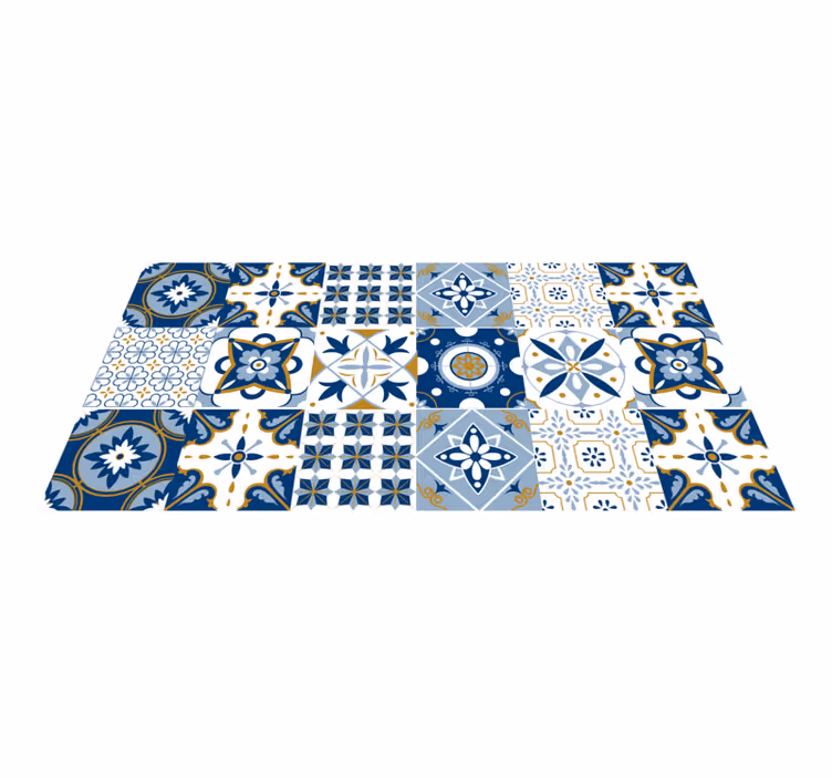 Alfombra vinílica cocina hidráulica patrón mosaico colorido - TenVinilo