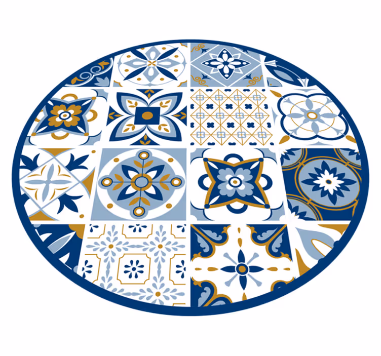 Alfombra vinilo baño azulejos patrón de mosaico circular - TenVinilo