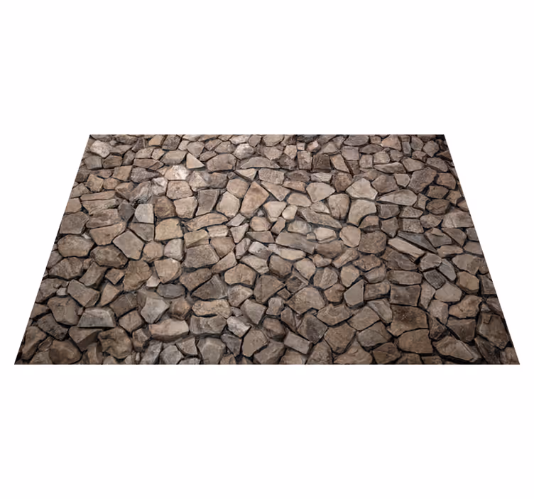 Alfombra vinílica imitación piedra camino de adoquines - TenVinilo