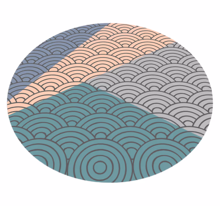 Alfombra vinílica geométrica patrón de ondas festoneadas - TenVinilo