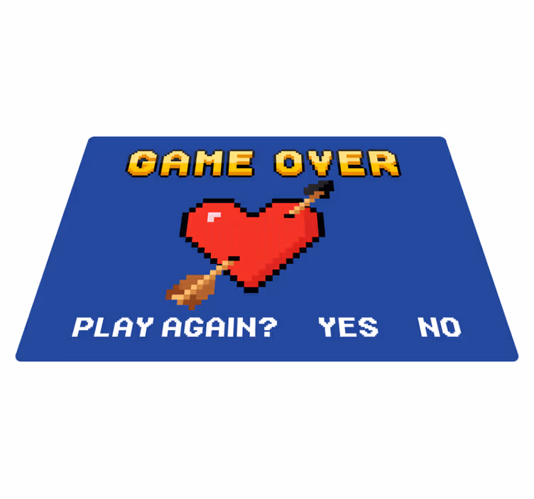 Alfombra vinílica frase corazón pixelado Game Over - TenVinilo