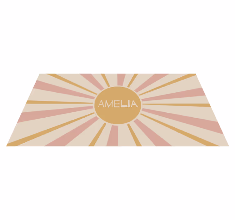 Alfombra vinílica personalizable con texto y diseño solar - TenVinilo