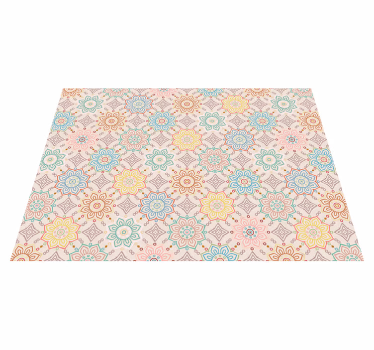 Alfombra vinílica flores patrón mandala geométrico - TenVinilo